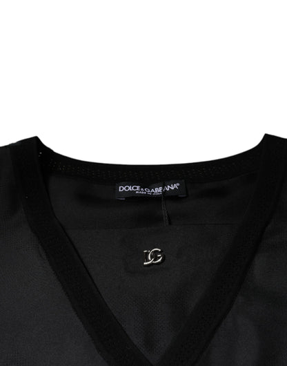 Dolce &amp; Gabbana Black Cotton Square Neck Short Sleeve T-shirt
