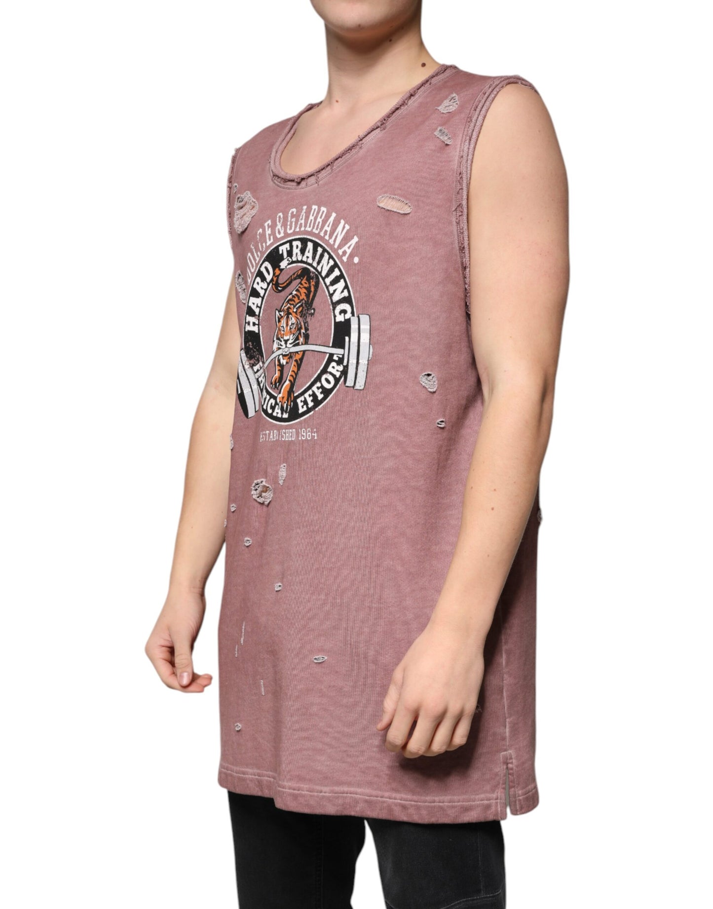 Dolce &amp; Gabbana Brown Cotton Round Neck Sleeveless T-shirt
