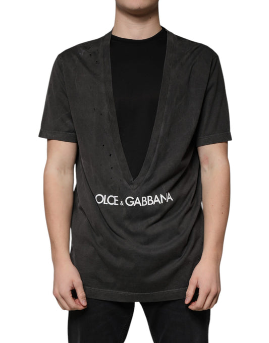 Dolce &amp; Gabbana Black Cotton Crew Neck Short Sleeves T-shirt