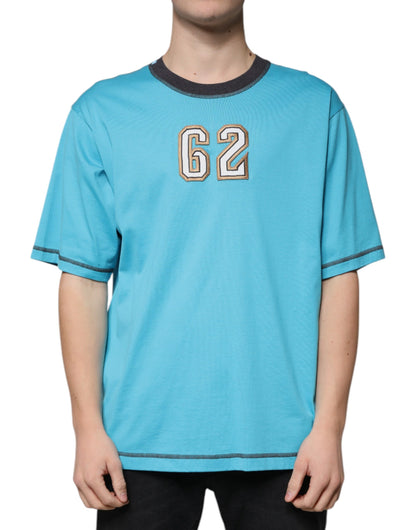 Dolce &amp; Gabbana – Blaues T-Shirt mit Rundhalsausschnitt und kurzen Ärmeln