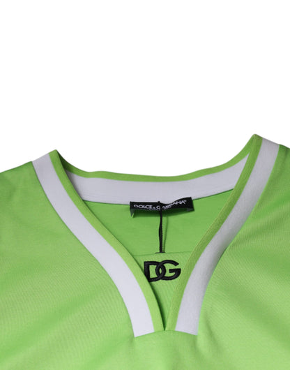 Dolce &amp; Gabbana Grünes ärmelloses T-Shirt aus Polyesterjersey