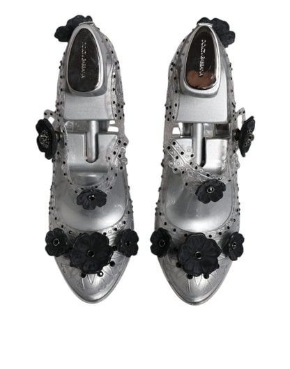 Dolce &amp; Gabbana – CINDERELLA – Absatzschuhe mit transparentem Blumenmuster und Kristallen