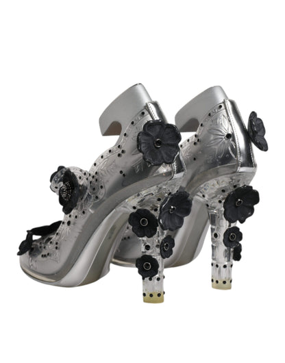 Dolce &amp; Gabbana – CINDERELLA – Absatzschuhe mit transparentem Blumenmuster und Kristallen