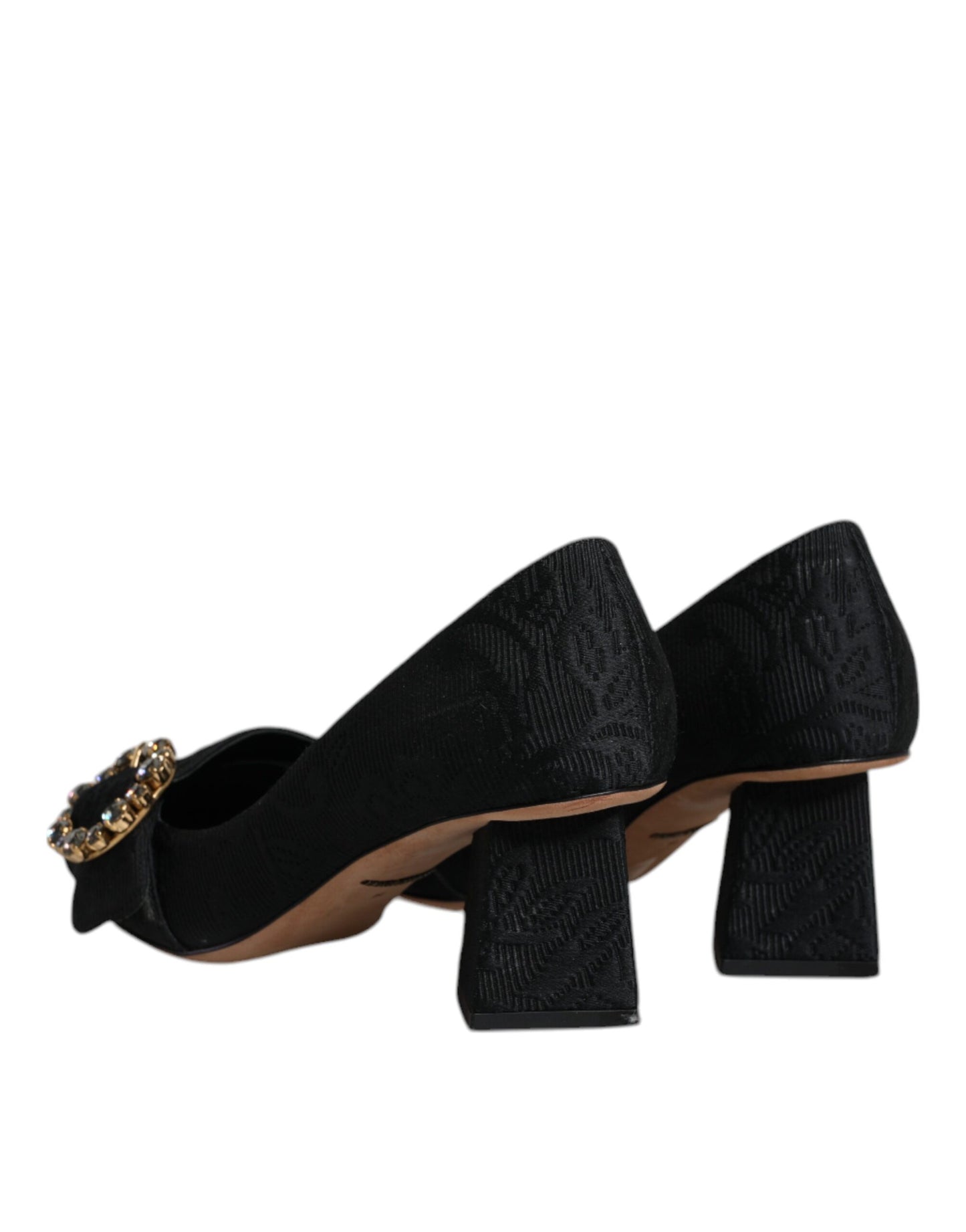 Dolce &amp; Gabbana Schwarze Brokat-Kristalle Heels Pumps Schuhe