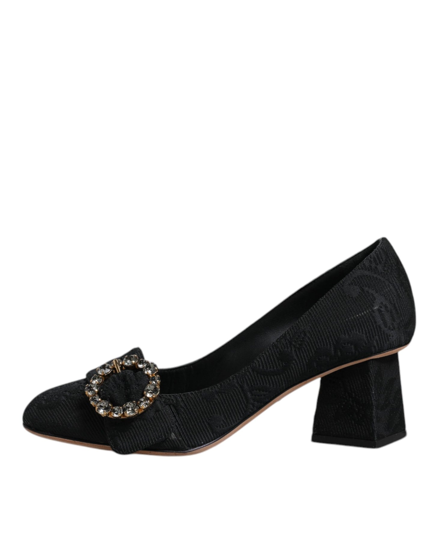Dolce &amp; Gabbana Schwarze Brokat-Kristalle Heels Pumps Schuhe