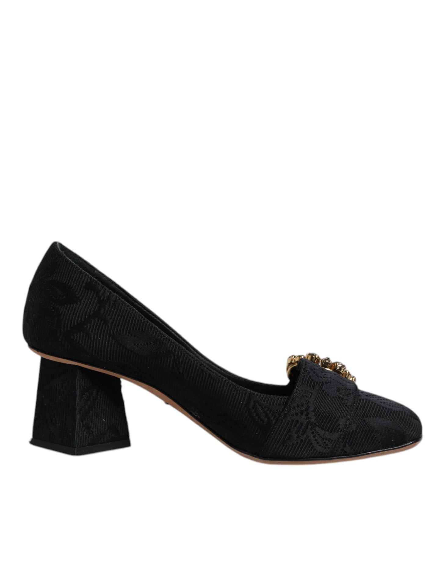 Dolce &amp; Gabbana Schwarze Brokat-Kristalle Heels Pumps Schuhe