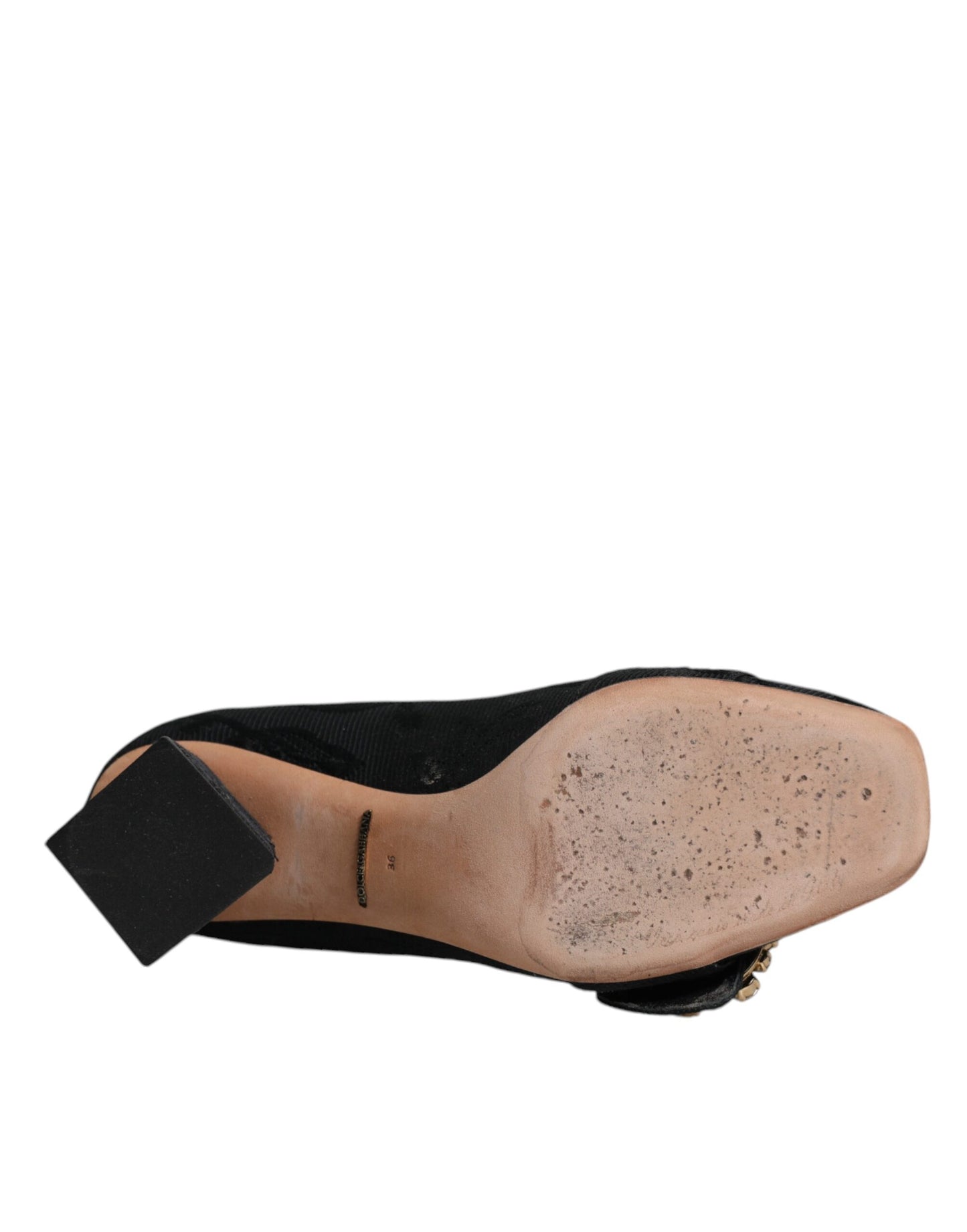 Dolce &amp; Gabbana Schwarze Brokat-Kristalle Heels Pumps Schuhe