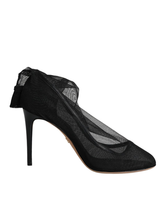 Dolce &amp; Gabbana Black Nylon Stretch Mesh Sock Boots Shoes