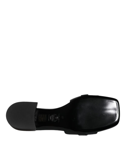 Versace – Schwarze Slipper aus Leder mit Logo-Schild