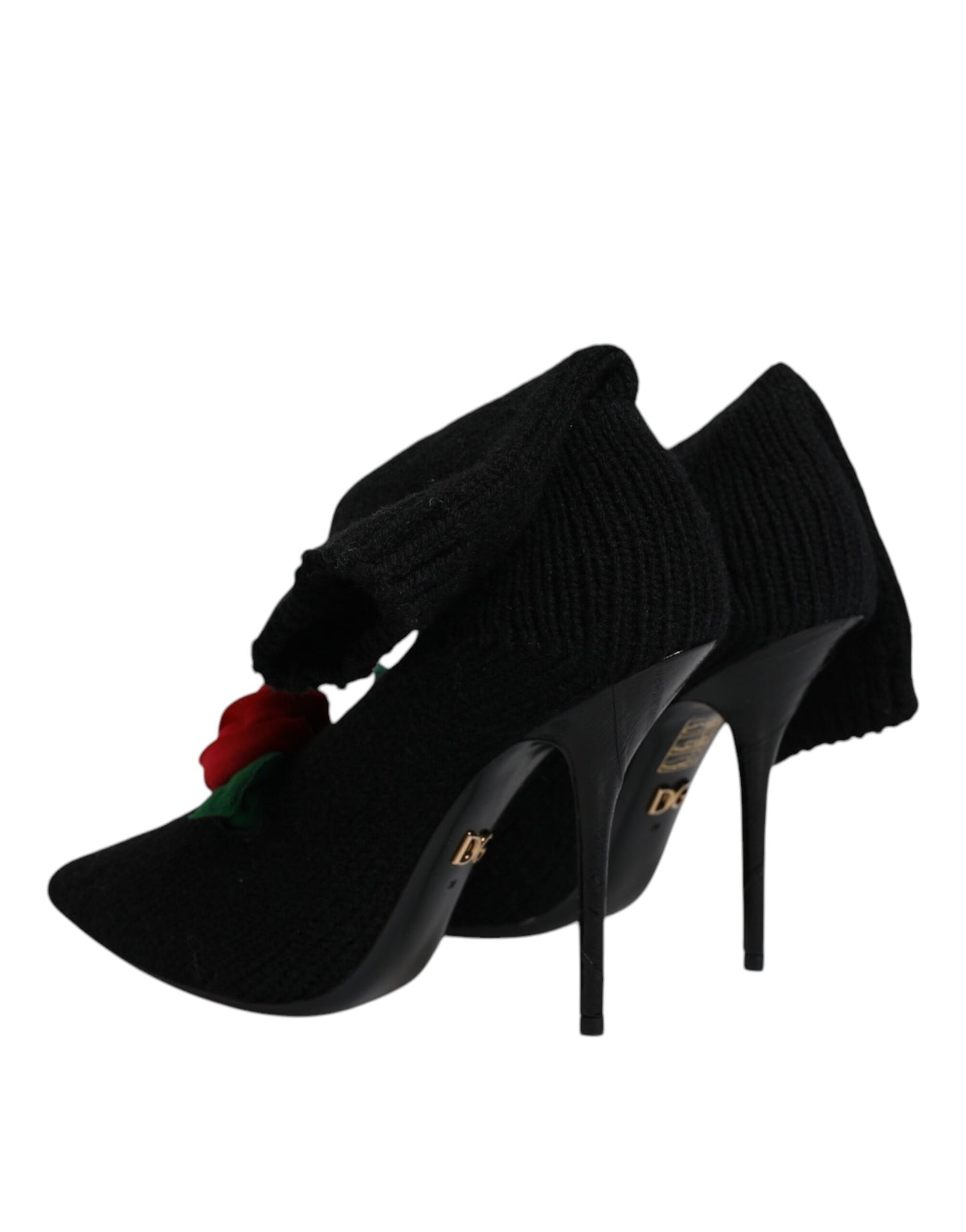 Dolce &amp; Gabbana Black Stiletto Heels Mid Calf Boots Shoes