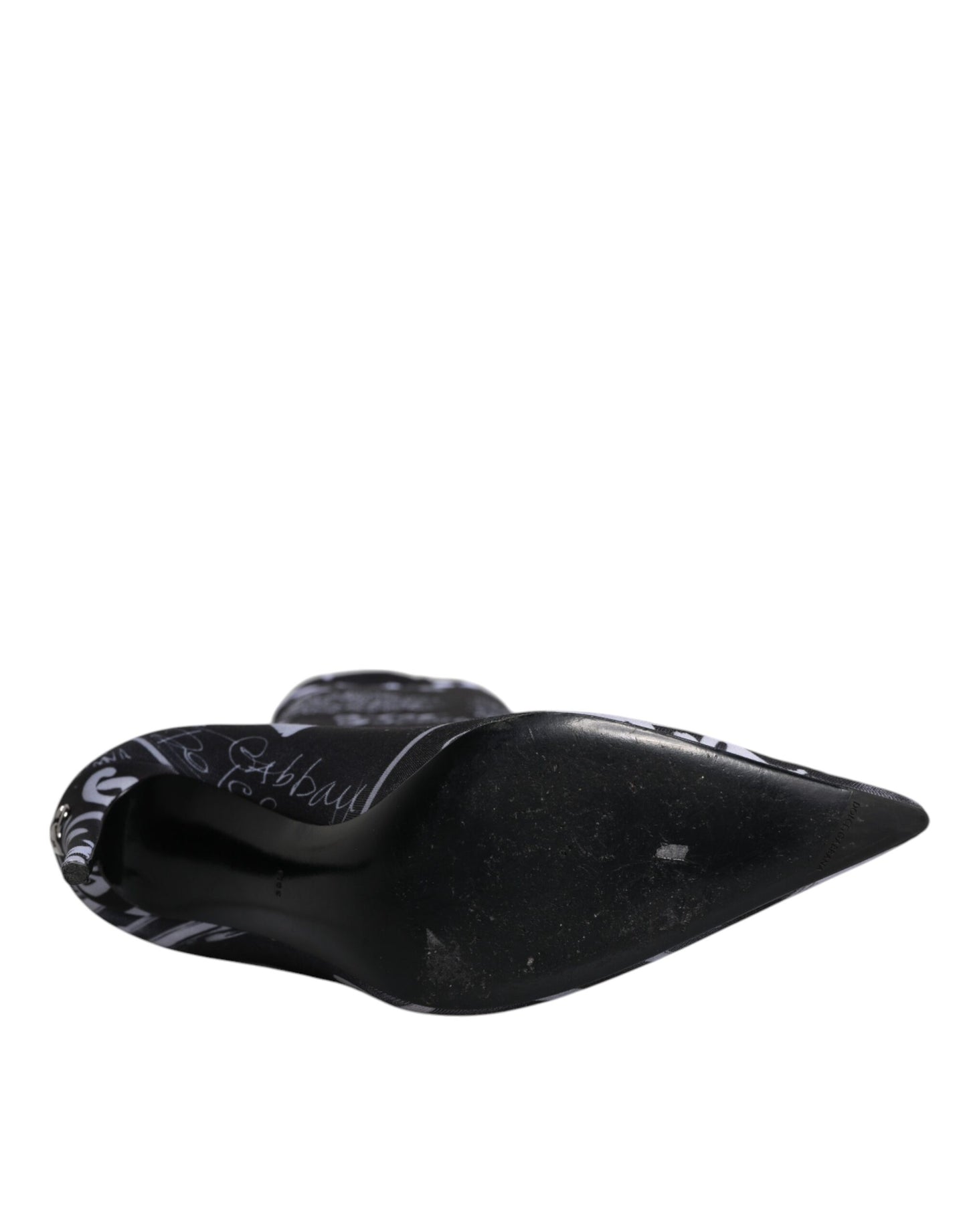 Dolce &amp; Gabbana Black Logo Stretch Heels High Boots Shoes