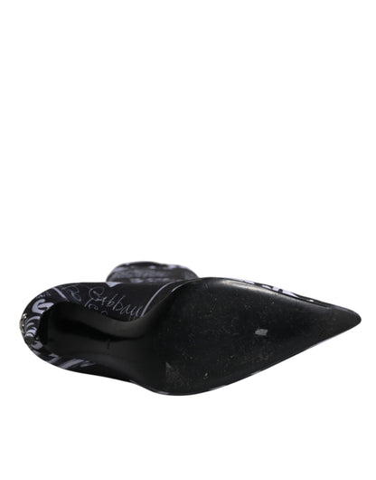 Dolce &amp; Gabbana Black Logo Stretch Heels High Boots Shoes