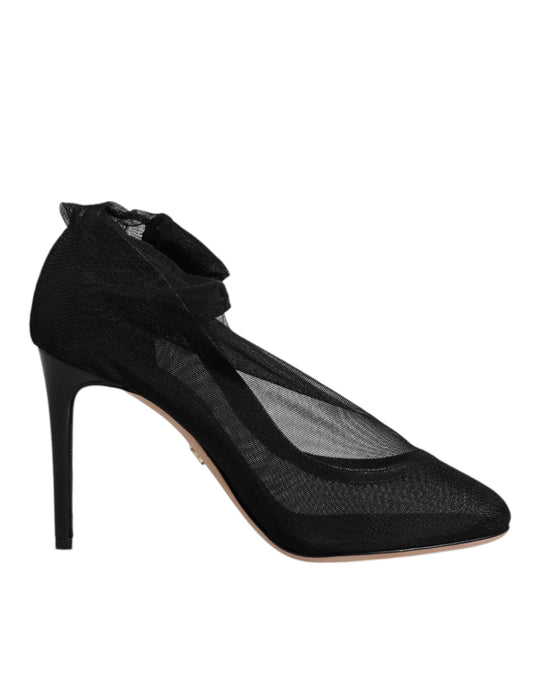 Dolce &amp; Gabbana Black Nylon Mesh Sock Style Boots Shoes