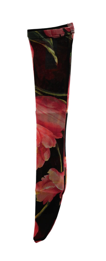 Dolce &amp; Gabbana – Nylonsocken mit mehrfarbigem Blumenmuster und Tulpenmuster