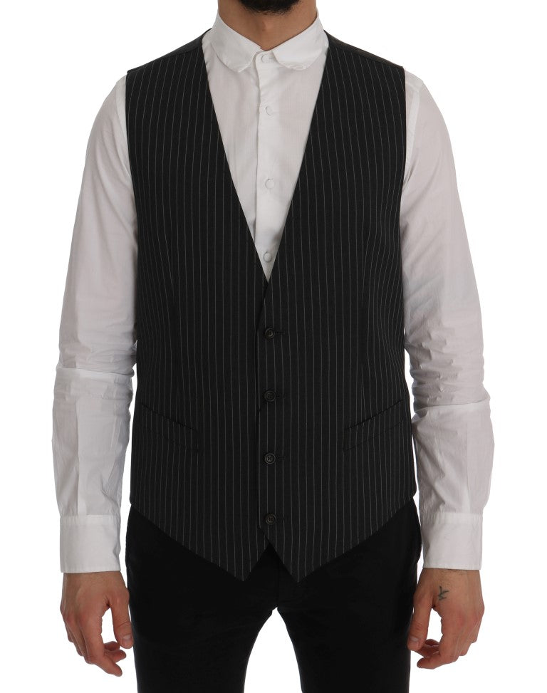 Dolce &amp; Gabbana Graue Wollstretch-Strickjacke