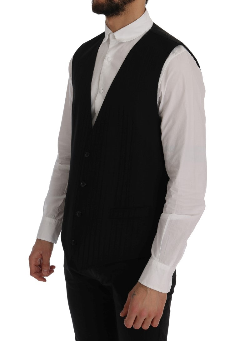 Dolce &amp; Gabbana Schwarzer STAFF Wollstretch-Cardigan