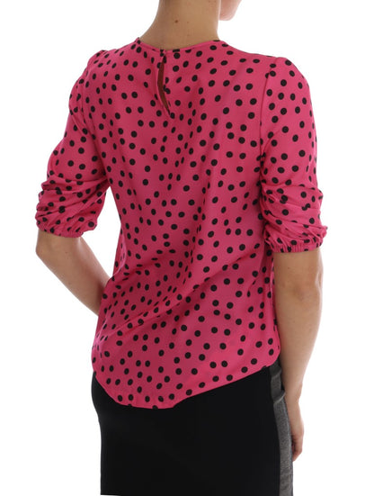Dolce &amp; Gabbana – Seidenbluse mit rosa Punkten