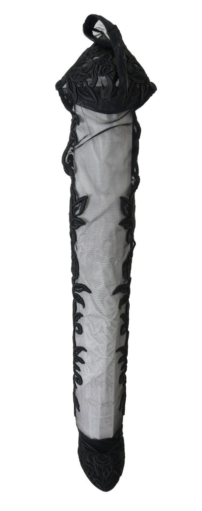 Dolce &amp; Gabbana – Schwarze Sockenstiefel mit Blumenstickerei