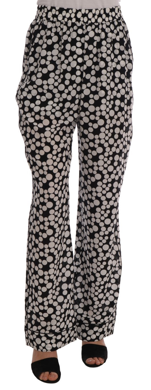Dolce &amp; Gabbana – Seidenhose mit schwarzen und weißen Punkten