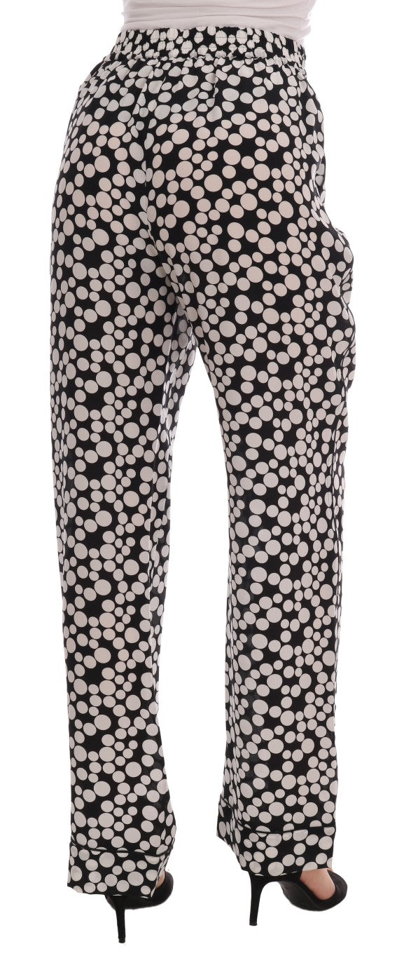 Dolce &amp; Gabbana – Seidenhose mit schwarzen und weißen Punkten