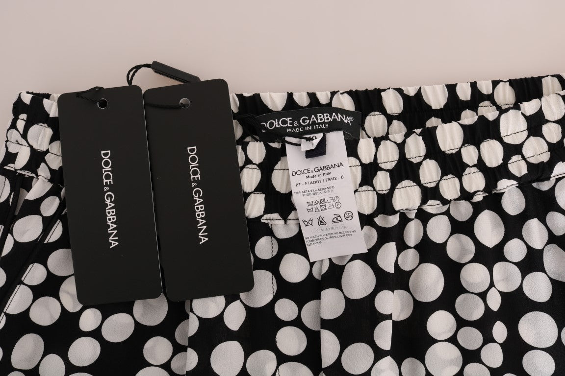 Dolce &amp; Gabbana – Seidenhose mit schwarzen und weißen Punkten