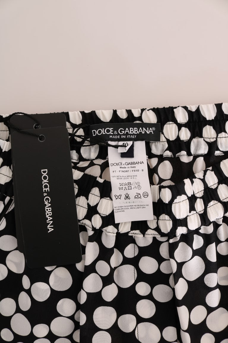 Dolce &amp; Gabbana – Seidenhose mit schwarzen und weißen Punkten