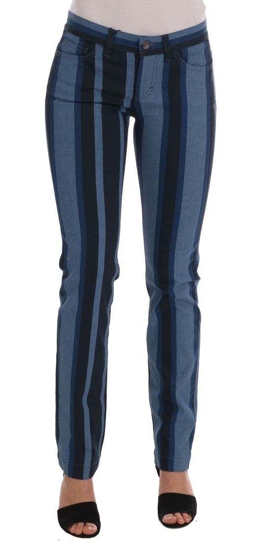 Dolce &amp; Gabbana Blaue GIRLY-Jeans aus gestreifter Baumwolle