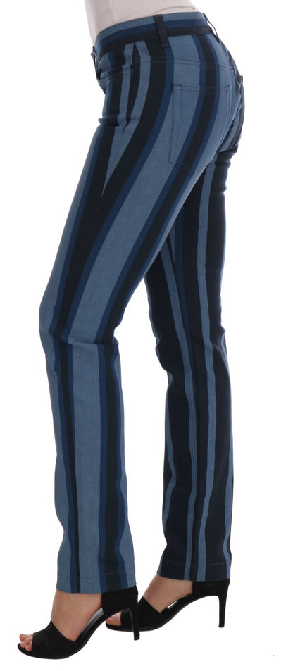 Dolce &amp; Gabbana Blaue GIRLY-Jeans aus gestreifter Baumwolle