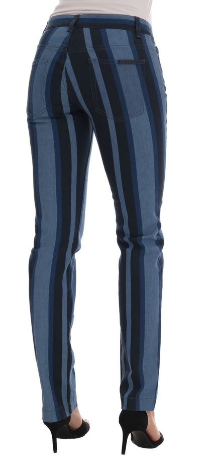Dolce &amp; Gabbana Blaue GIRLY-Jeans aus gestreifter Baumwolle
