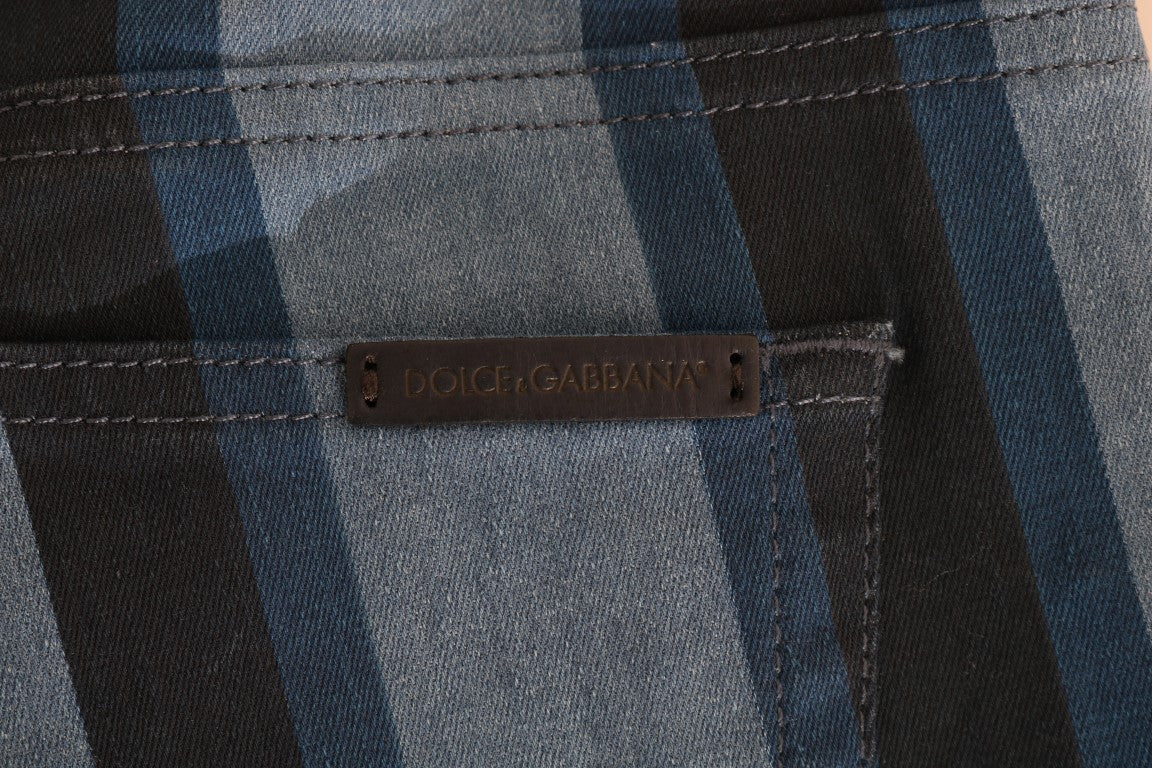 Dolce &amp; Gabbana Blaue GIRLY-Jeans aus gestreifter Baumwolle