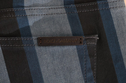 Dolce &amp; Gabbana Blaue GIRLY-Jeans aus gestreifter Baumwolle