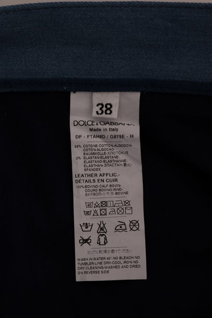 Dolce &amp; Gabbana Blaue GIRLY-Jeans aus gestreifter Baumwolle