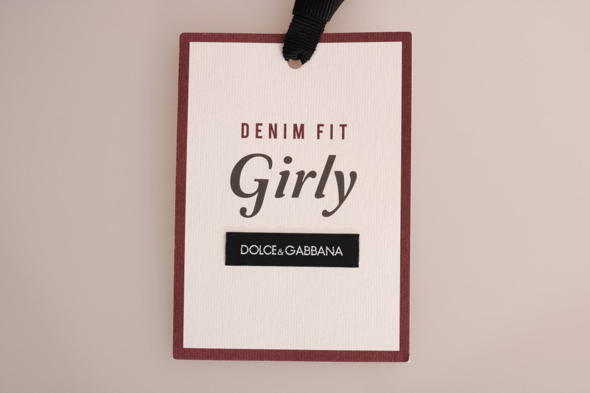 Dolce &amp; Gabbana Blaue GIRLY-Jeans aus gestreifter Baumwolle