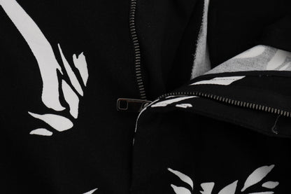 Dolce &amp; Gabbana Schwarze Stretchhose aus Baumwolle mit Baummotiv