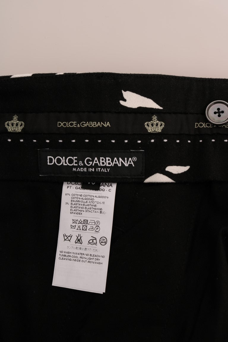 Dolce &amp; Gabbana Schwarze Stretchhose aus Baumwolle mit Baummotiv