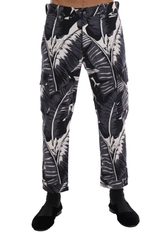 Dolce &amp; Gabbana – Graue Baumwollhose mit Bananenblattmuster