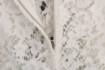 Dolce &amp; Gabbana – Weiße Spitzenbluse mit Kristallverzierung