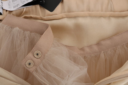 Dolce &amp; Gabbana – Kleid aus goldener Seide mit Kristallverzierung