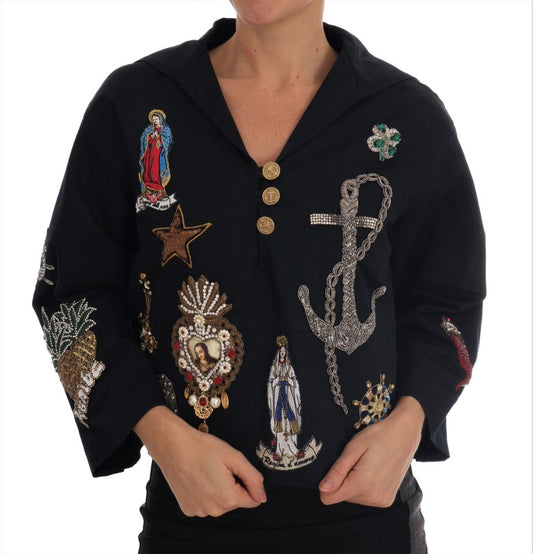 Dolce &amp; Gabbana Blaue Kristall-MOM-Sicily-Jacke