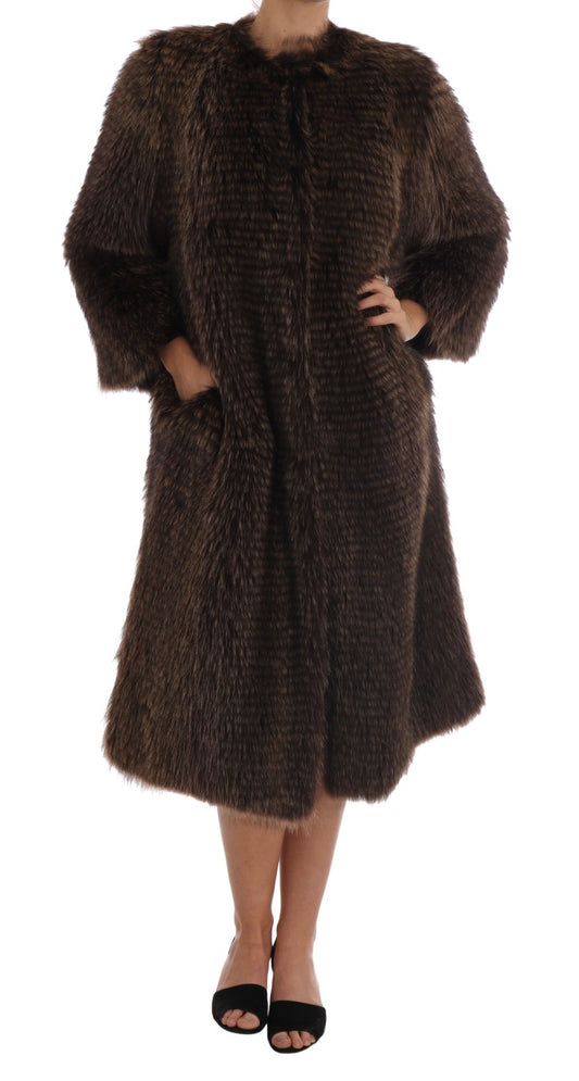 Dolce &amp; Gabbana Braune Waschbärpelzjacke