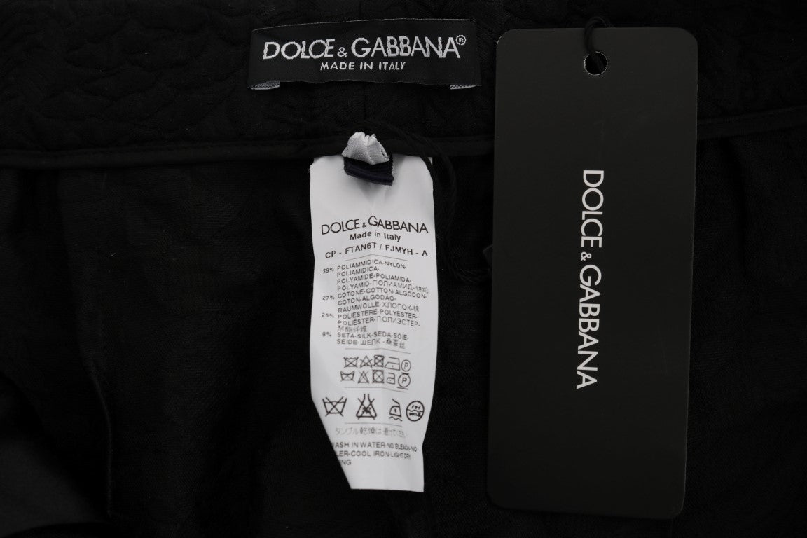 Dolce &amp; Gabbana Capri-Shorts mit hoher Taille aus schwarzem Brokat