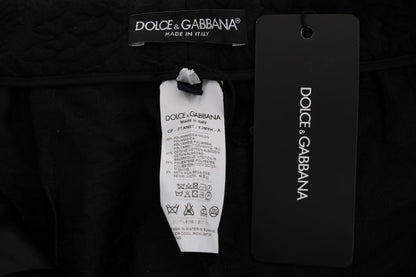 Dolce &amp; Gabbana Capri-Shorts mit hoher Taille aus schwarzem Brokat