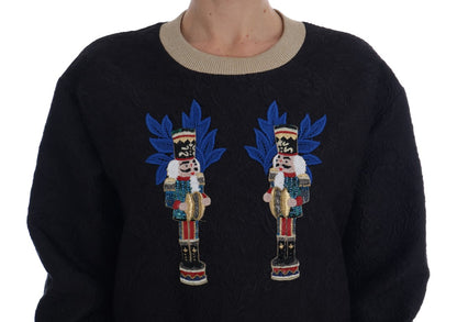 Dolce &amp; Gabbana Schwarzer Märchen-Brokat-Pullover mit Reißverschluss