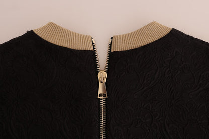 Dolce &amp; Gabbana Schwarzer Märchen-Brokat-Pullover mit Reißverschluss