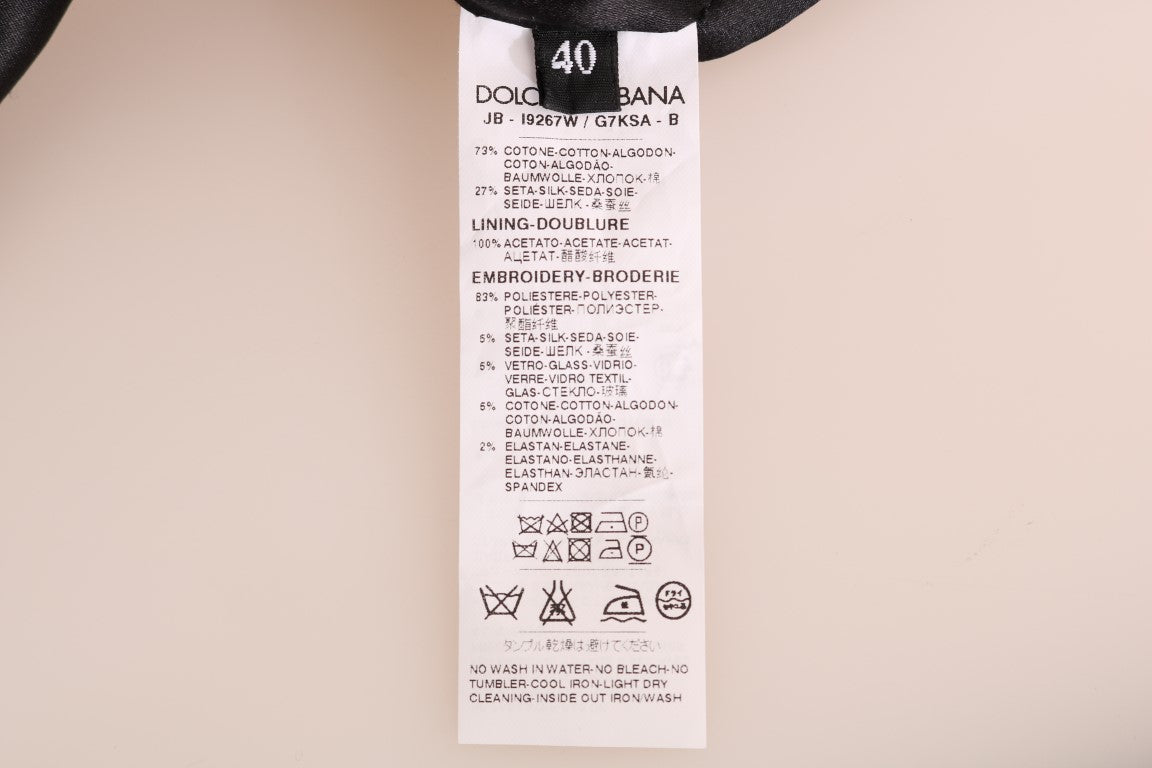 Dolce &amp; Gabbana Schwarzer Märchen-Brokat-Pullover mit Reißverschluss