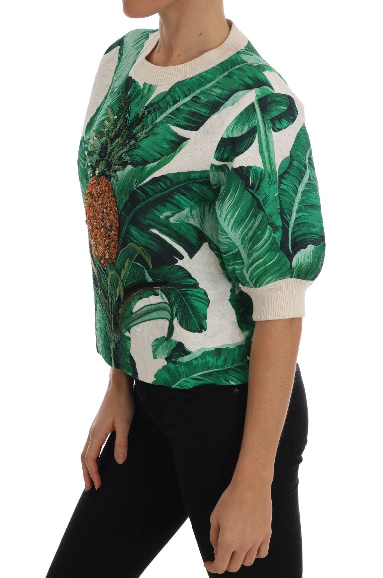 Dolce &amp; Gabbana – Pullover mit Rundhalsausschnitt und Pailletten in Ananas- und Bananenform