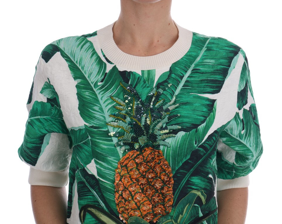 Dolce &amp; Gabbana – Pullover mit Rundhalsausschnitt und Pailletten in Ananas- und Bananenform