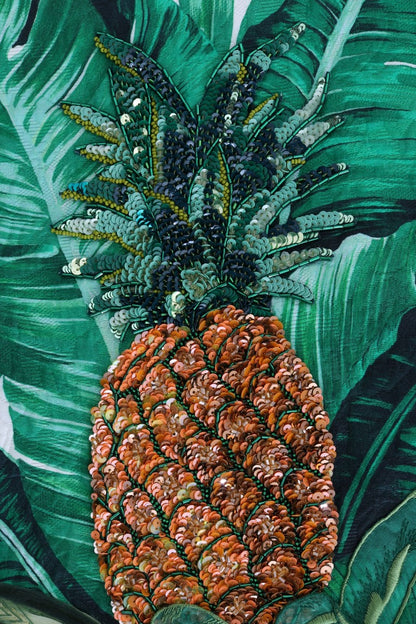 Dolce &amp; Gabbana – Pullover mit Rundhalsausschnitt und Pailletten in Ananas- und Bananenform