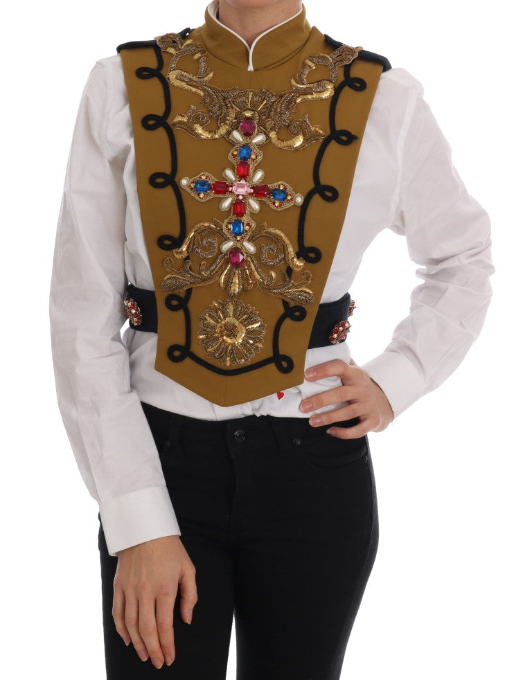 Dolce &amp; Gabbana – Gelbe Weste mit Kristallkreuz