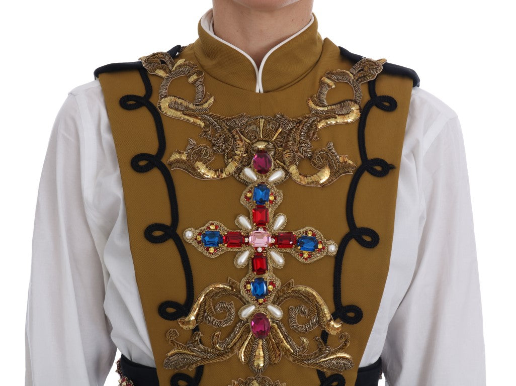 Dolce &amp; Gabbana – Gelbe Weste mit Kristallkreuz